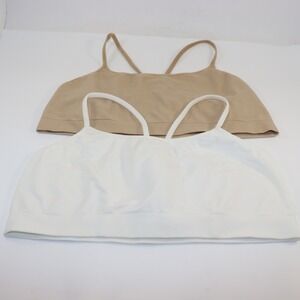 GapBody Bralette 2 Pack Large White Tan Womens Seamless Pullover Loungewear